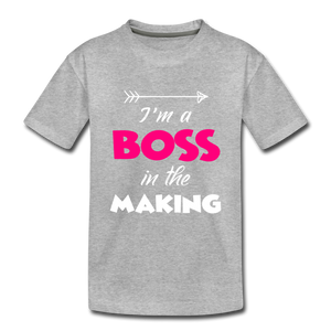 Boss in the Making Girls' T-Shirt - heather gray