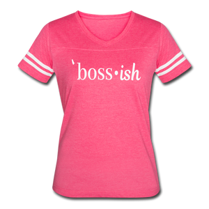 Boss-ish Ladies T-shirt - vintage pink/white