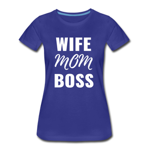 Wife Mom Boss Tee - royal blue