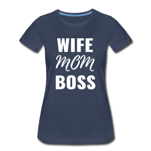 Wife Mom Boss Tee - navy