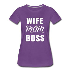 Wife Mom Boss Tee - purple