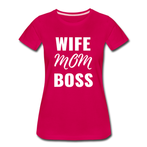 Wife Mom Boss Tee - dark pink