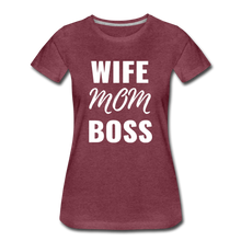 Load image into Gallery viewer, Wife Mom Boss Tee - heather burgundy