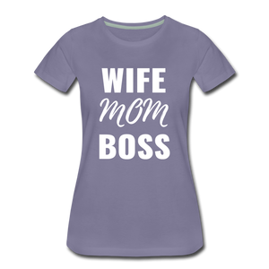 Wife Mom Boss Tee - washed violet