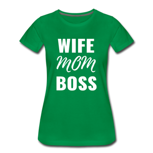 Wife Mom Boss Tee - kelly green